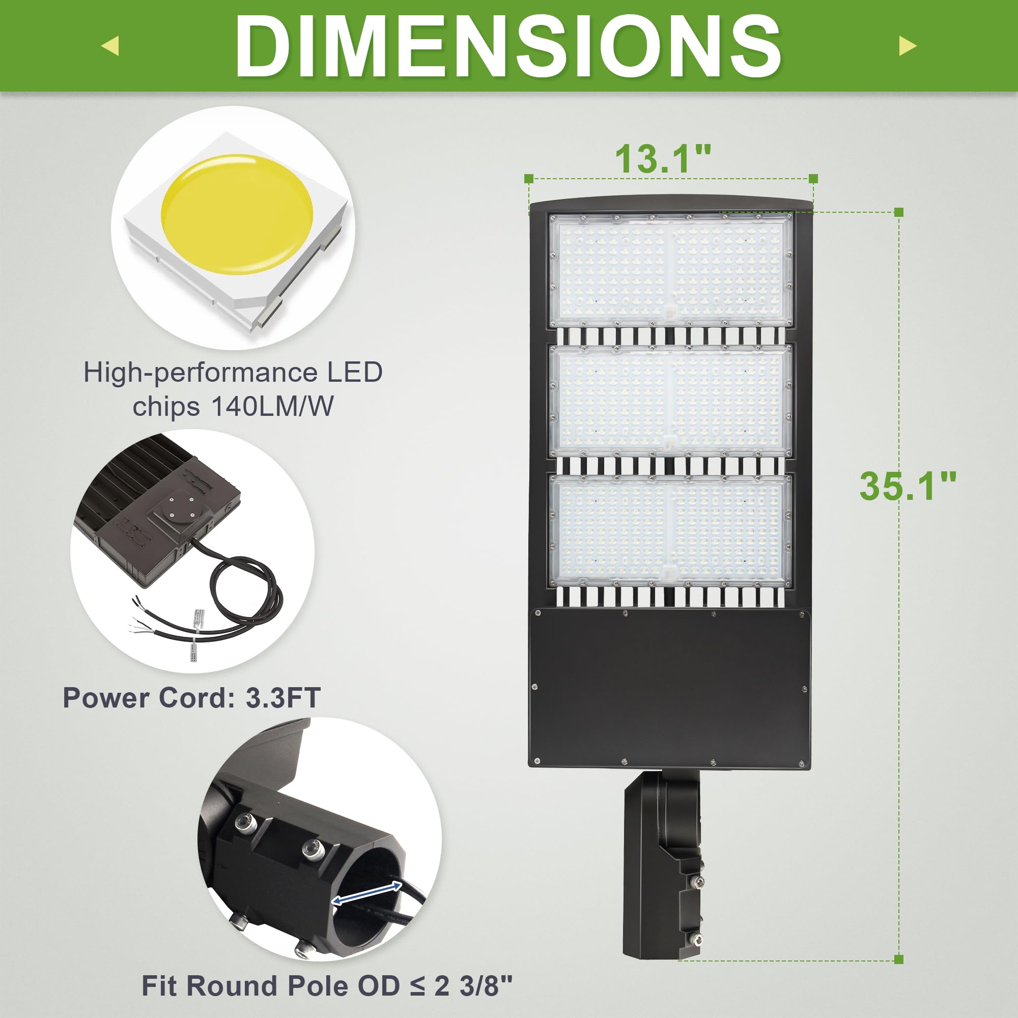 450W LED Parking Lot Lights, LED Street Area Lights, 20KV Surge